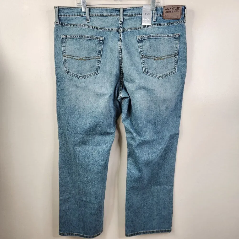 NEW Signature By Levi Strauss Mens S67 Athletic Fit 5 Pocket Jeans 42x30